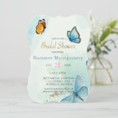 Invitation Fête des mariées à papillon bleu Turquoise chic (Debout devant)