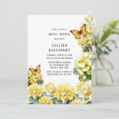 Invitation Fête des mariées à papillon jaune chic Hydrangea (Debout devant)