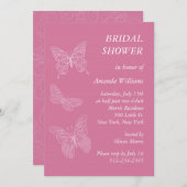 Invitation Fête des mariées à papillon (rose) (Devant / Derrière)