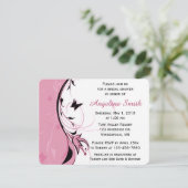 Invitation Fête des mariées à papillon rose blanc (Debout devant)