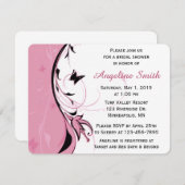 Invitation Fête des mariées à papillon rose blanc (Devant / Derrière)