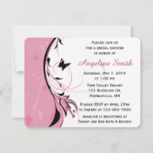 Invitation Fête des mariées à papillon rose blanc (Devant)