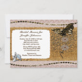 Invitation Fête des mariées à perles florales papillon dentel (Devant)