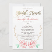 Invitation Fête des mariées à points Polka Vine Or Rose simpl (Devant)