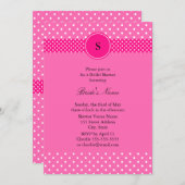 Invitation Fête des mariées à points rose et blanc chaud (Devant / Derrière)