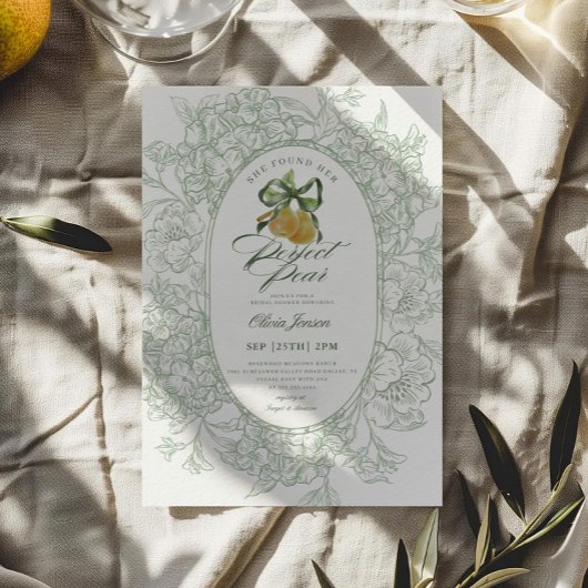 Invitation Fête des mariées à poires parfaites à poires flora