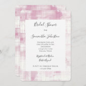 Invitation Fête des mariées à rayures blanches en plis rose (Devant / Derrière)