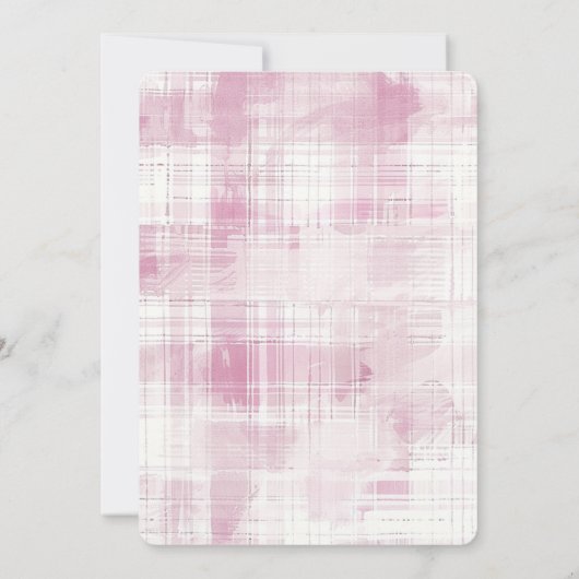 Invitation Fête des mariées à rayures blanches en plis rose (Dos)