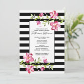 Invitation Fête des mariées à rayures d'aquarelle peinte (Debout devant)