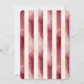 Invitation Fête des mariées à rayures de crème bordeaux (Dos)