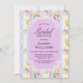 Invitation Fête des mariées à rayures florales de lavande (Devant)