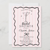 Invitation Fête des mariées à rayures roses Martin dessinée à (Devant)