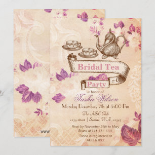 Invitation Fête des mariées à thé à fleurs vintages Invitatio