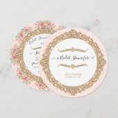 Invitation Fête des mariées à thé floral rose pâle (Devant / Derrière)