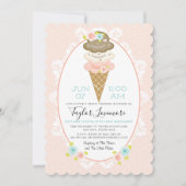 Invitation Fête des mariées à thème à la crème glacée florale (Devant)