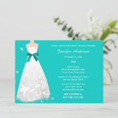 Invitation Fête des mariées à thème bleu Aqua (Debout devant)