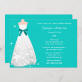 Invitation Fête des mariées à thème bleu Aqua (Devant / Derrière)