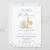 Invitation Fête des mariées à thème bleu perles et poursuites (Devant)