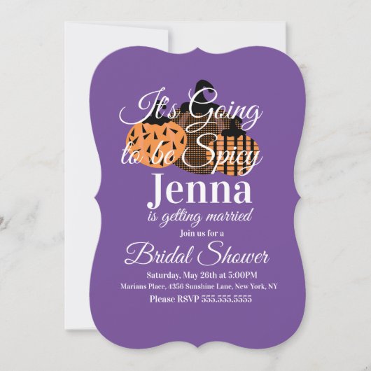 Invitation Fête des mariées à thème Citrouille Halloween (Devant)