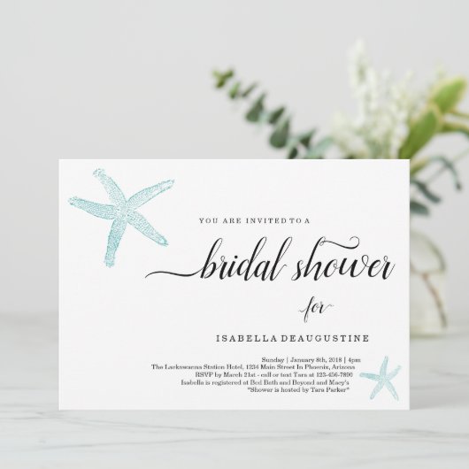 Invitation Fête des mariées à thème de plage (Debout devant)