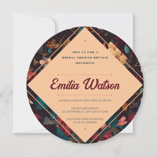 Invitation Fête des mariées à thème florale riche en ténèbres (Devant)