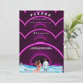 Invitation Fête des mariées à thème océanique néon (Debout devant)