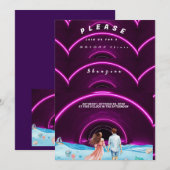 Invitation Fête des mariées à thème océanique néon (Devant / Derrière)