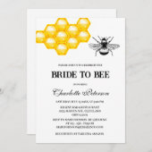 Invitation Fête des mariées à thème rustique abeille (Devant / Derrière)