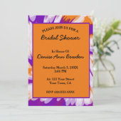 Invitation Fête des mariées à tourbillon violet orange (Debout devant)