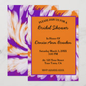 Invitation Fête des mariées à tourbillon violet orange (Devant / Derrière)