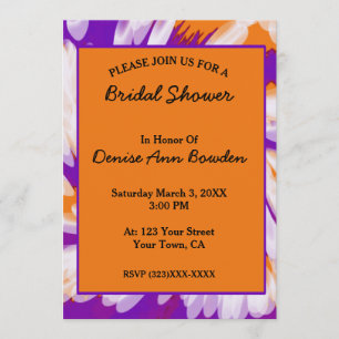 Invitation Fête des mariées à tourbillon violet orange