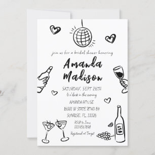 Invitation Fête des mariées à vin de main noire en gros
