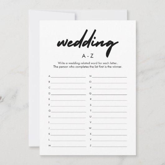 Invitation Fête des mariées A-Z Mariage moderne (Devant)