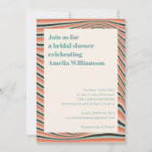 Invitation Fête des mariées Abstraite à rayures ondulées Aqua (Devant)