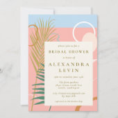 Invitation Fête des mariées Abstraite Botanique Rose Bleu (Devant)