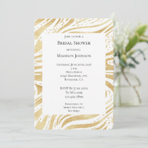 Invitation Fête des mariées Abstraite de tourbillons Gold Gla