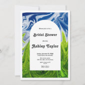 Invitation Fête des mariées Abstraite minimale verte moderne (Devant)