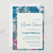 Invitation Fête des mariées Abstraite Peinture Bleue Unique (Devant)