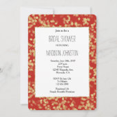 Invitation Fête des mariées Abstraite Red Gold Confetti (Devant)
