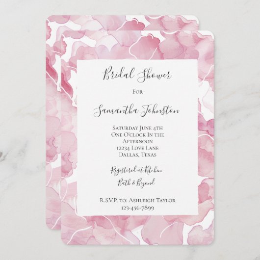 Invitation Fête des mariées Abstraite rose chic (Devant / Derrière)