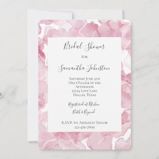 Invitation Fête des mariées Abstraite rose chic (Devant)