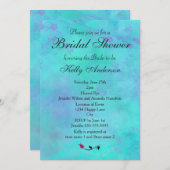 Invitation Fête des mariées Abstraite turquoise et violette (Devant / Derrière)