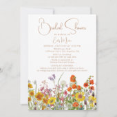 Invitation Fête des mariées Affichage douche Boho Fleurs sauv (Devant)