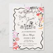 Invitation Fête des mariées agitée à la main tirée à la main (Devant)