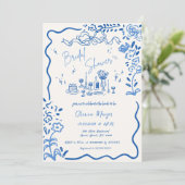 Invitation Fête des mariées agitée à la main tirée à la main (Debout devant)