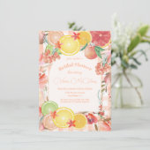 Invitation Fête des mariées agrumes et fleurs (Debout devant)