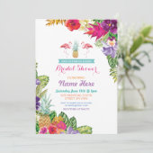 Invitation Fête des mariées Aloha Luau Flamant rose Invitatio (Debout devant)