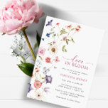 Invitation Fête des mariées Amour Dans L'Invitation Bloom<br><div class="desc">Laissez votre journée spéciale s'épanouir avec cet Amour en fleurs Invitation à la douche nuptiale! Ce design présente de superbes fleurs d'aquarelle peintes à la main dans des teintes de violet profond, de bleu poussiéreux et de rose roux avec de la végétation sauge. Que vous soyez l'hôte d'une fête dans...</div>