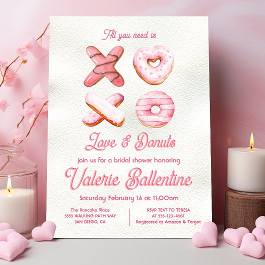 Invitation Fête des mariées Amour et Donuts