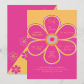 Invitation Fête des mariées amusante rose fleurie (Devant / Derrière)